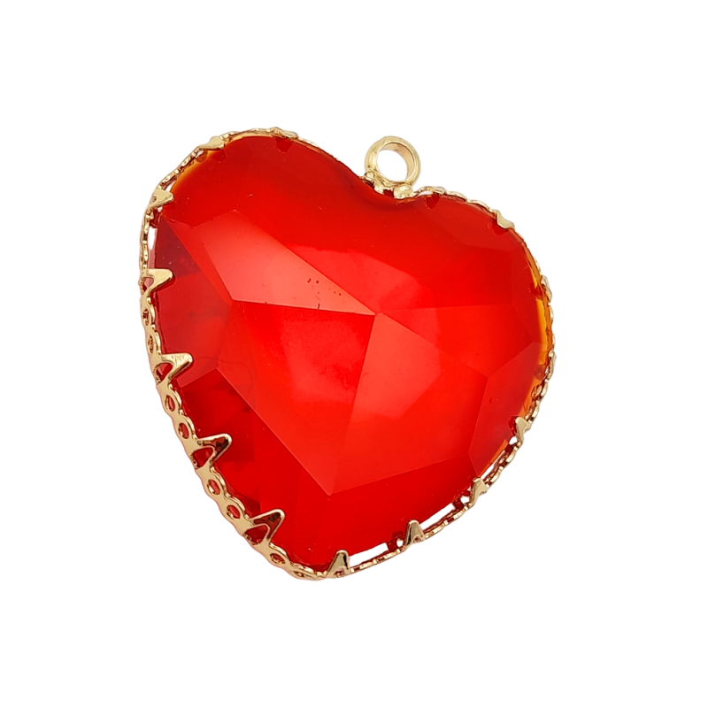 ciondolo cuore in vetro rosso 30mm