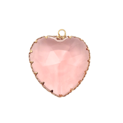 ciondolo cuore in vetro rosa 30mm
