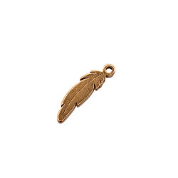 charm piuma 10x3mm acciaio