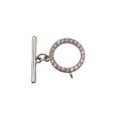 chiusura a T argento con strass