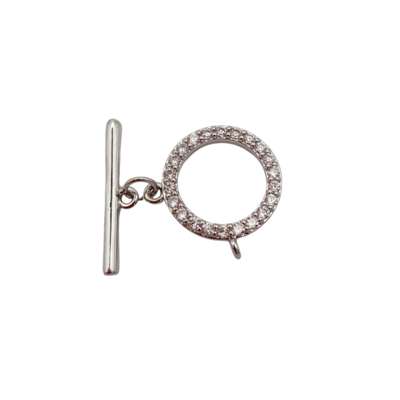chiusura a T argento con strass