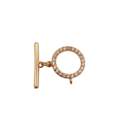 chiusura a T color oro con strass