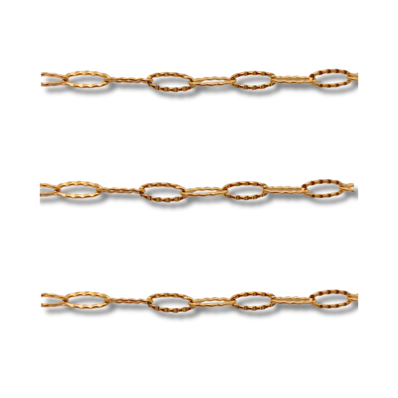 catena ovali zigrinati in acciaio oro