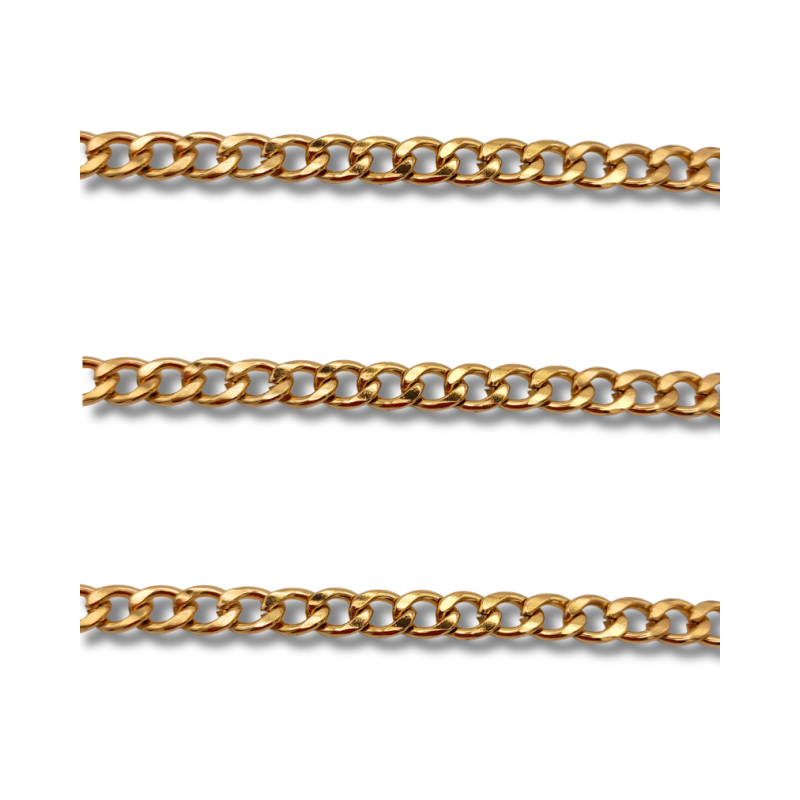 catena maglia grumetta in acciaio color oro