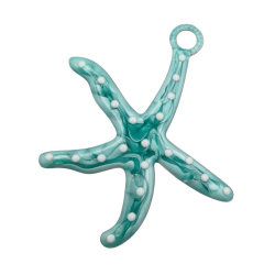 charm stella marina turchese in acciaio smaltato 70x60mm