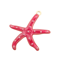 charm stella marina fucsia in acciaio smaltato 50x40mm