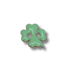 Bottone quadrifoglio smaltato verde acqua 12mm