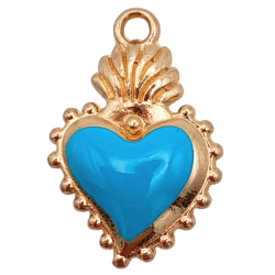 charm cuore sacro celeste 20x15mm