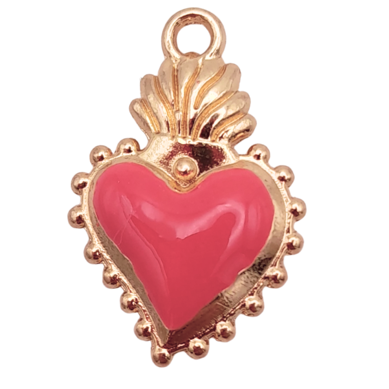 charm cuore sacro corallo 20x15mm
