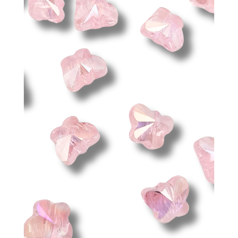 farfalla strass 10 x 8 mm rosa trasparente 1 filo