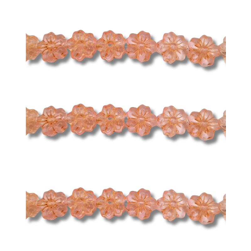 Filo di Cristalli a Forma di Fiore in Resina rosa cipria