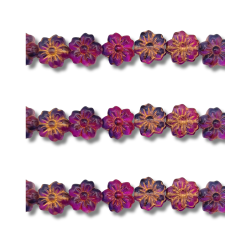 Filo di Cristalli a Forma di Fiore in Resina violet 13 mm