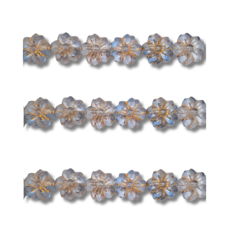 Filo di Cristalli a Forma di Fiore in Resina lily grey 13 mm