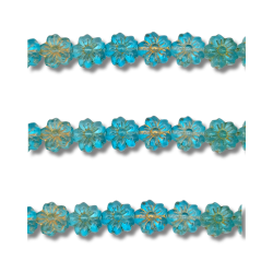 Filo di Cristalli a Forma di Fiore in Resina turchese 13 mm