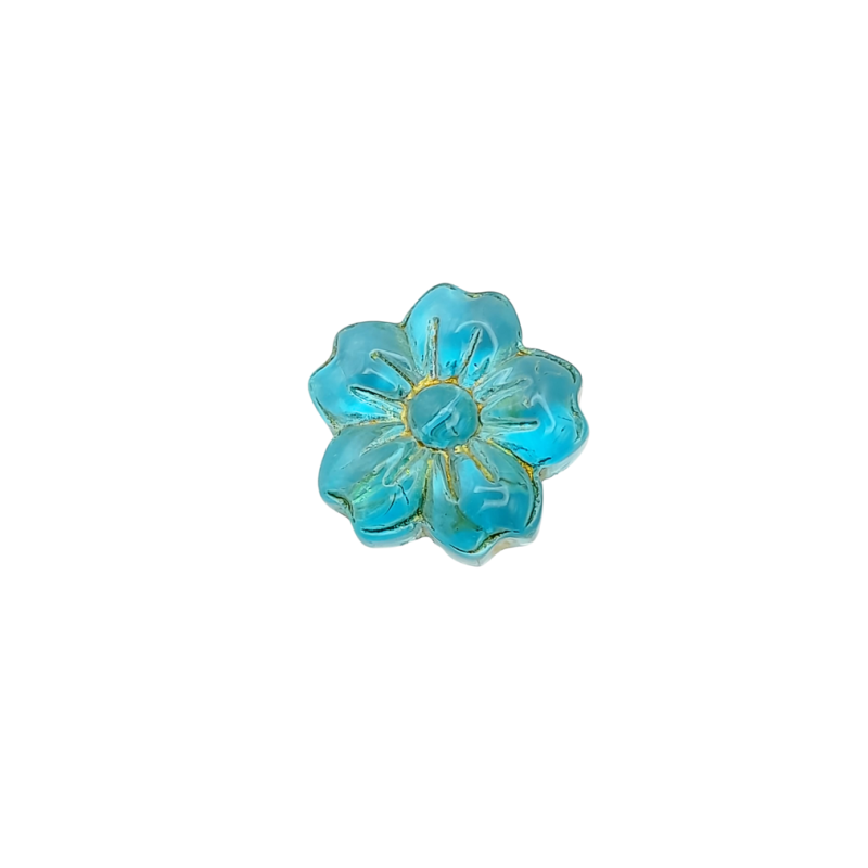 Filo di Cristalli a Forma di Fiore in Resina turchese 13 mm