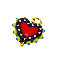 cuore in ceramica e acciaio multicolore blu